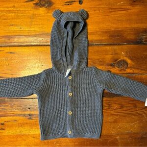 New Carters Grey Knit Hoodie Sweater with Bear Ears 3 months